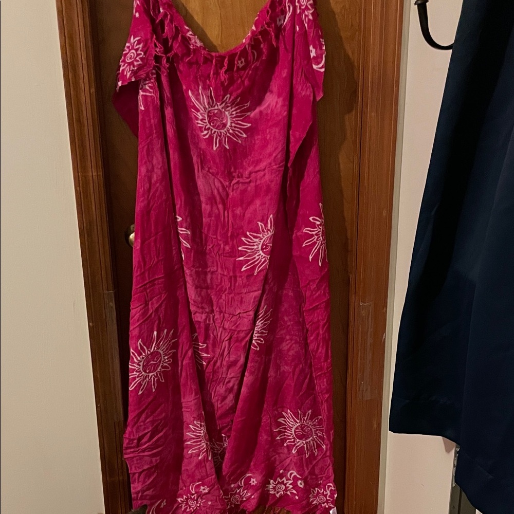 Pink Sun, Moon, Stars Beach Wrap